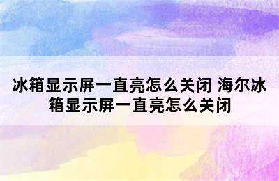 冰箱显示屏一直亮怎么关闭 海尔冰箱显示屏一直亮怎么关闭